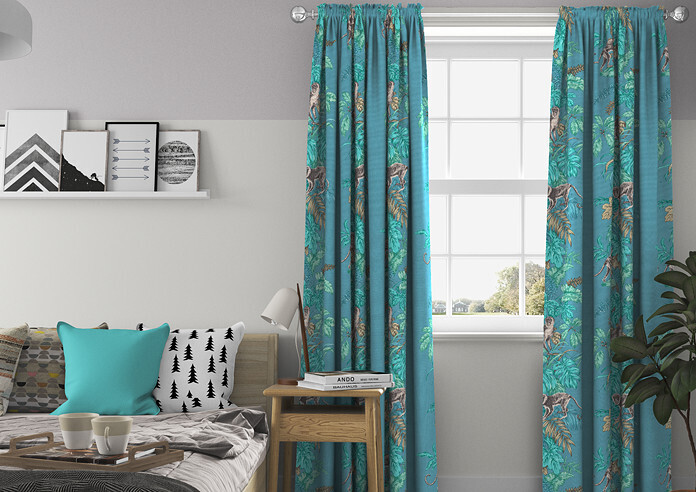 Monkeying Around, Lagoon - Made to Measure Curtains - Image 3
